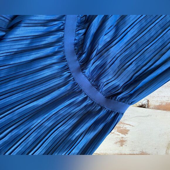 BCBGMaxAzria Mateo strapless pleated maxi dress satin glam royal blue s S EUC - Picture 7 of 16